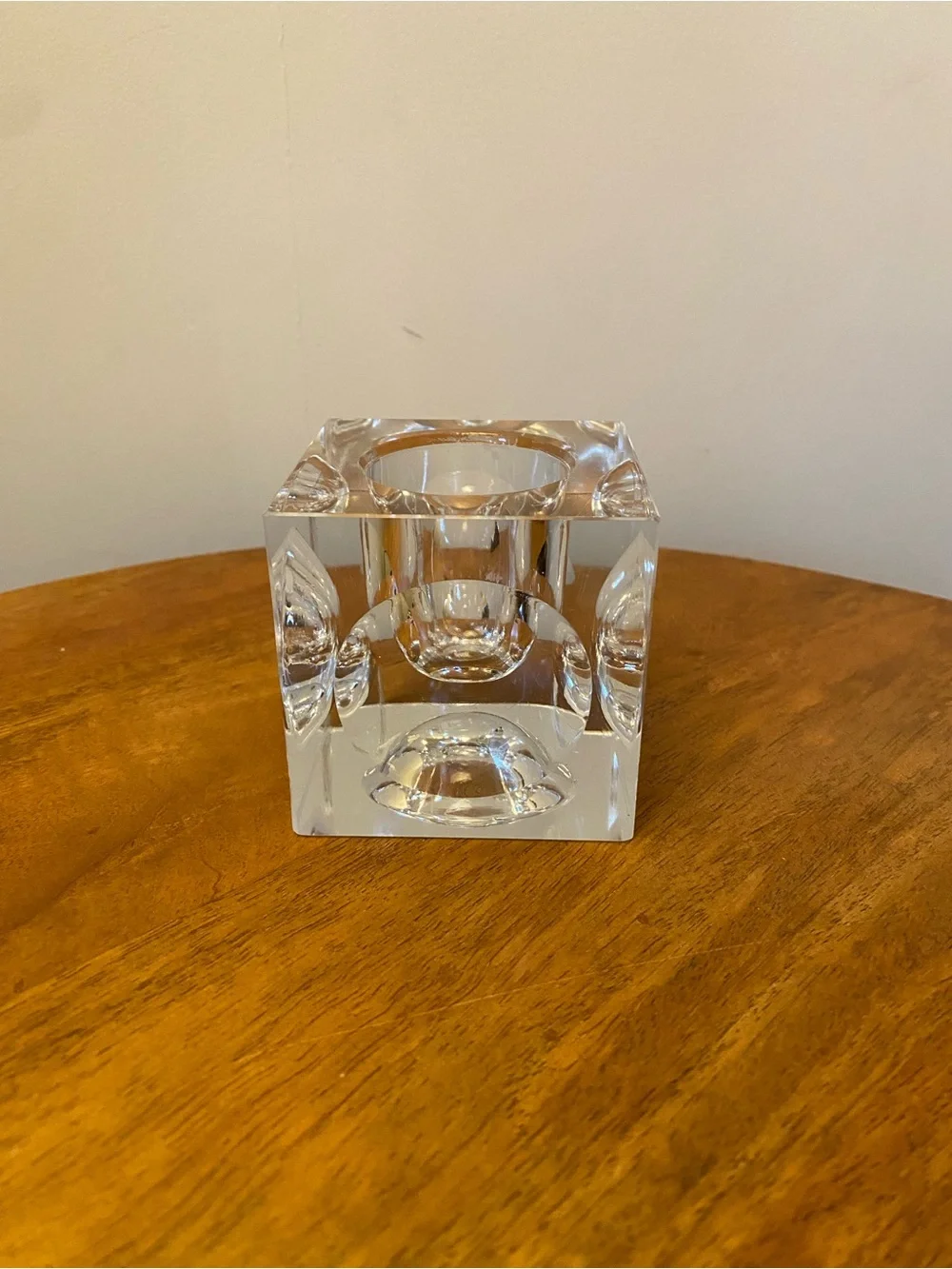 Vintage Japanese Glass Cube Candle Holder